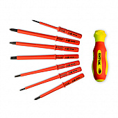Набор диэлектрических отверток со сменными вставками 7+1 в кофре Shtok
