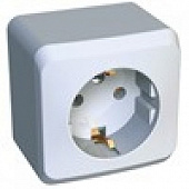 Розетка ЭТЮД  для открытой установки с заземлением без шторок белая