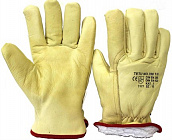 Перчатки кожаные цельные утепленные люкс